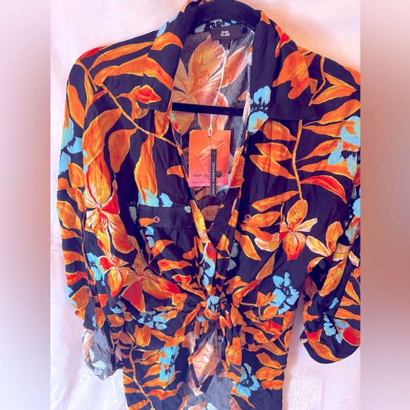 RIVER ISLAND Black Tropical Oversized Top and Mini Skirt Set - Picture 11 of 15